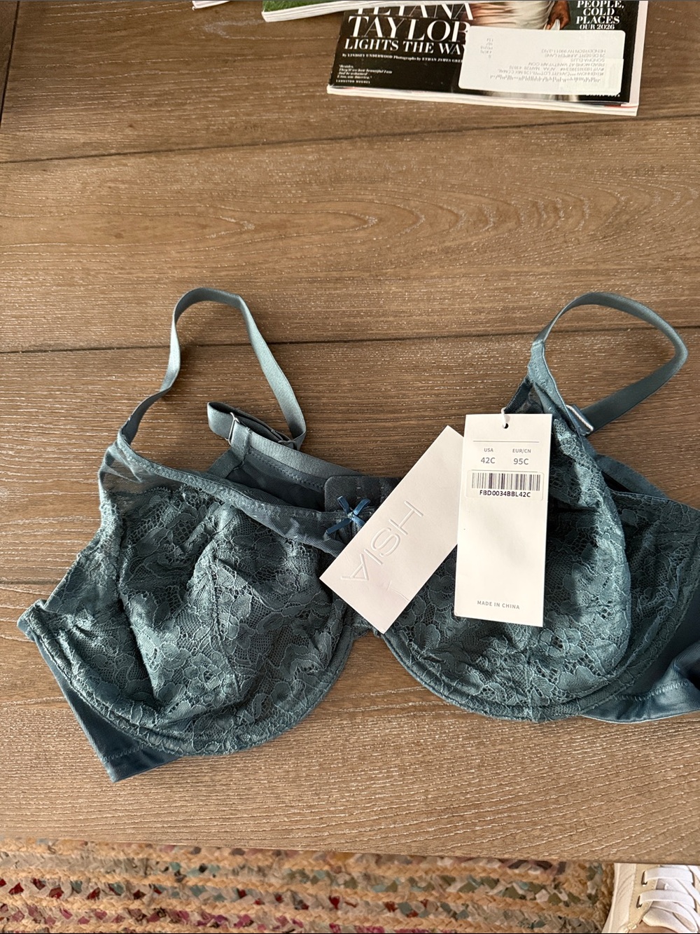 H&M Teal Lace Unlined Underwire Bra